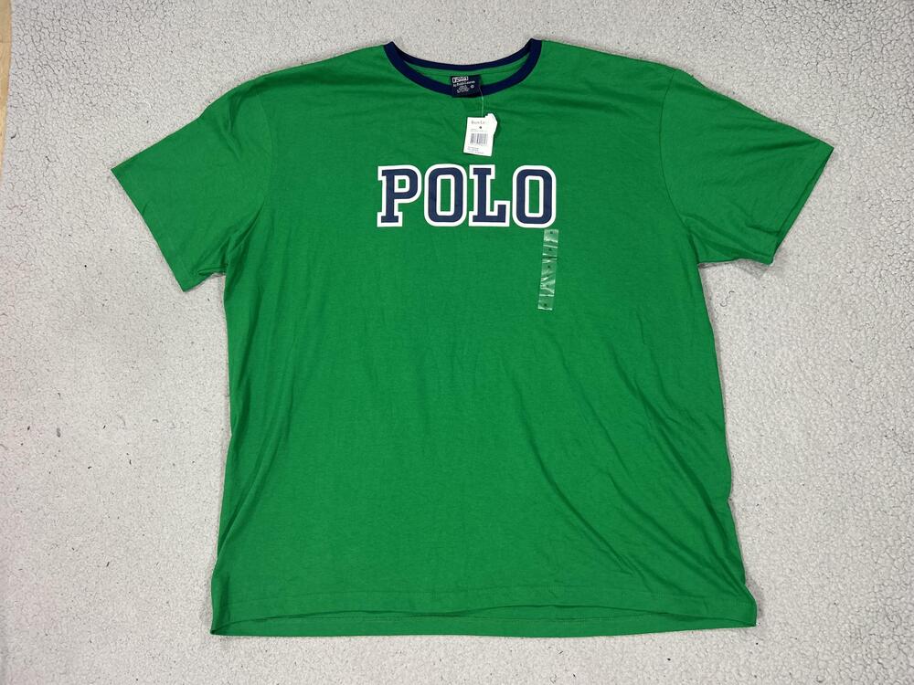 NWT Polo Ralph Lauren Shirt Mens XL Green Logo Graphic Ringer Tee Crewneck Y2K